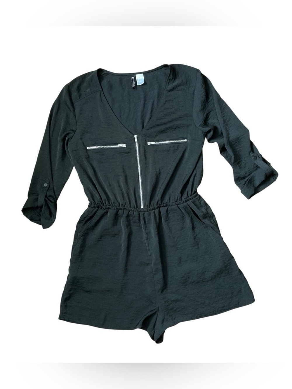 H&M Divided Zipper Shorts Romper Women’s 8 Black